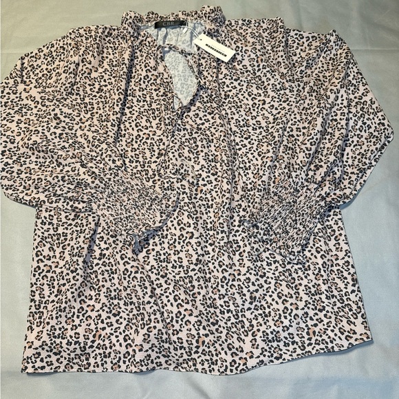 CBR new! Large Leopard Animal Print Oversized Tunic Blouse Keyhole Neck mob wife - Picture 6 of 7